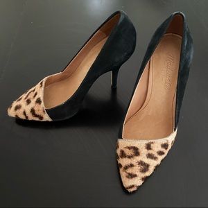 Madewell Mira suede & calf hair Pumps leopard prin